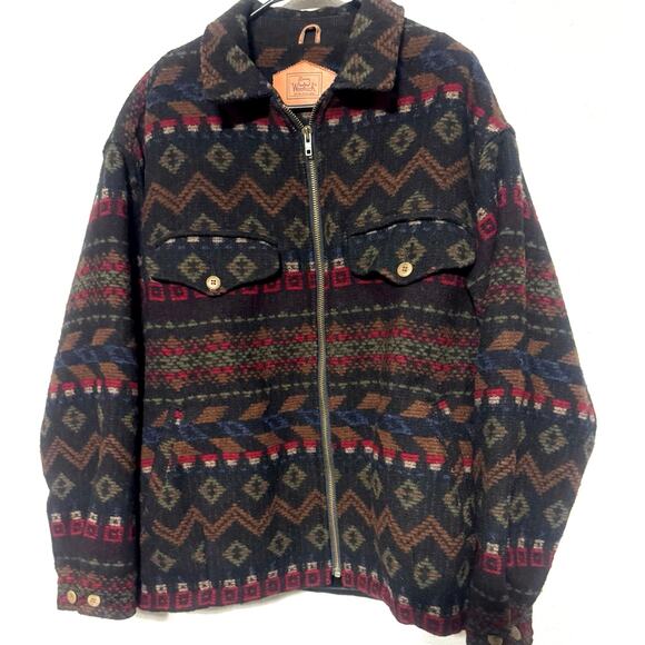 VTG Woolrich Wool Aztec Southwest Ranch Barn Chore Coat Jacket Men’s Large - Picture 2 of 12
